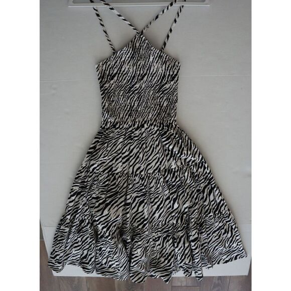 Lusana x Anthropologie Women's Sz S US 4 Zebra Print Arlen Midi Halter Dress - Picture 1 of 7